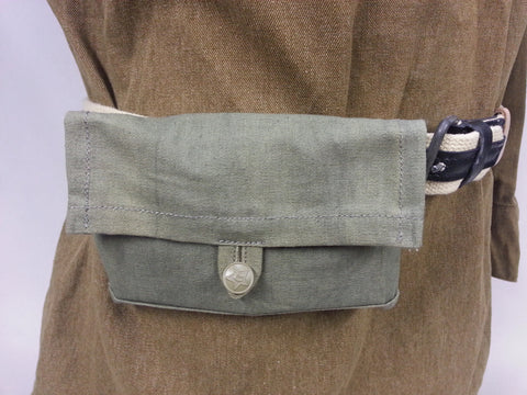 WWII Soviet Russian Reproduction Green Canvas Ammo Pouch