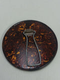 Original German Foldable Round Shaving Mirror, Brown Celluloid