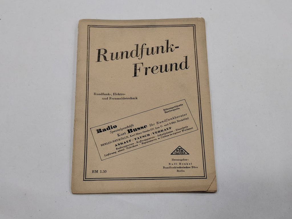 Original WWII 1930's German Rundfunk-Freund Radio Booklet