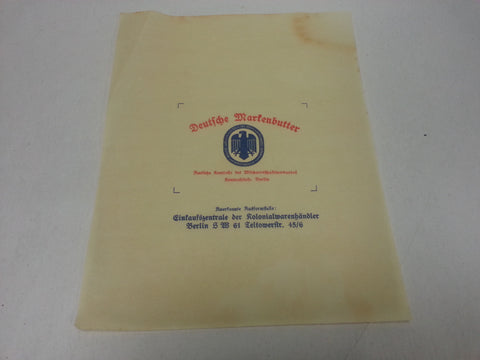 Original WWII German Butter Ration Wrapper / Packaging