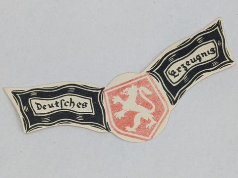 Original WWII German "Deutsches Erzeugnis" Bottle Neck Label