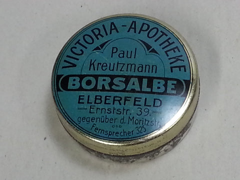 Original WWII German Victoria Apotheke Borsalbe Tin