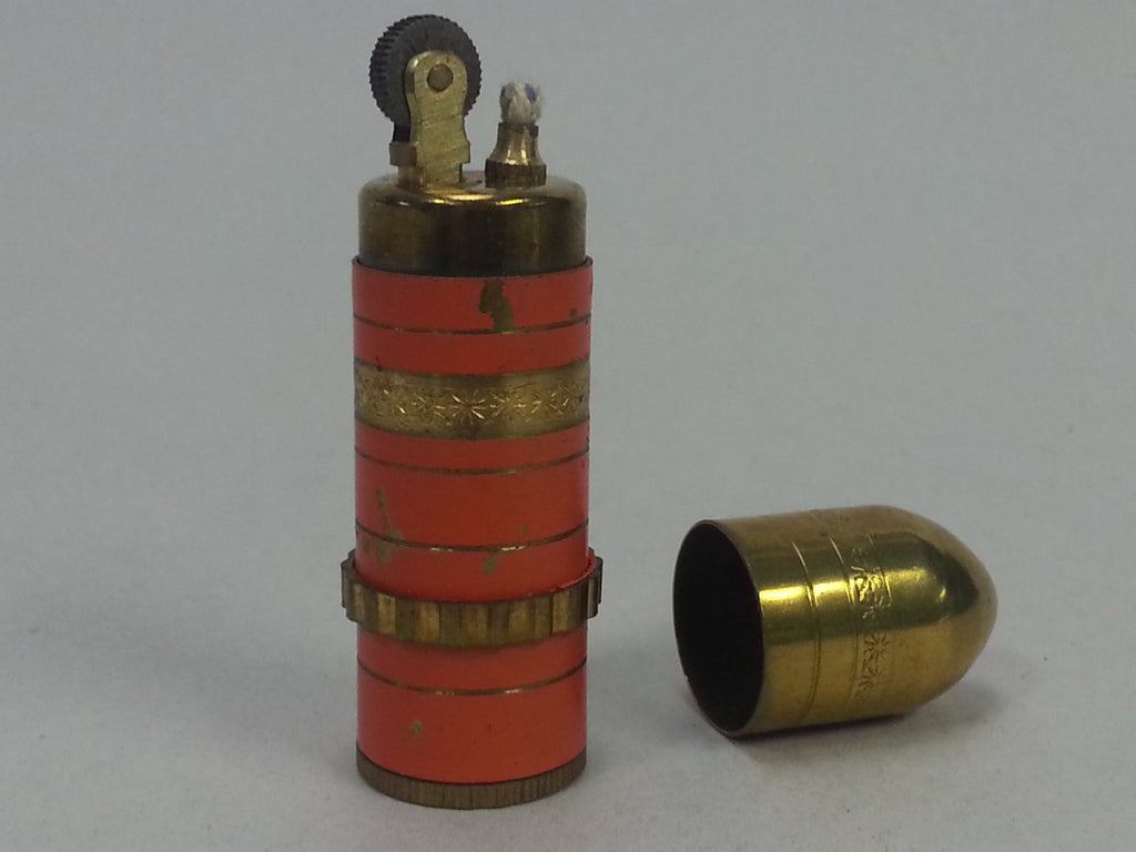 Pre-WWII German Art Deco Bullet Shaped Lighter ORANGE