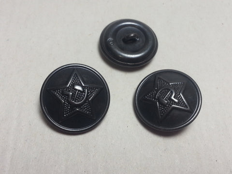 Repro WWII Soviet Russian Large 21.5mm Buttons - Black Anodized