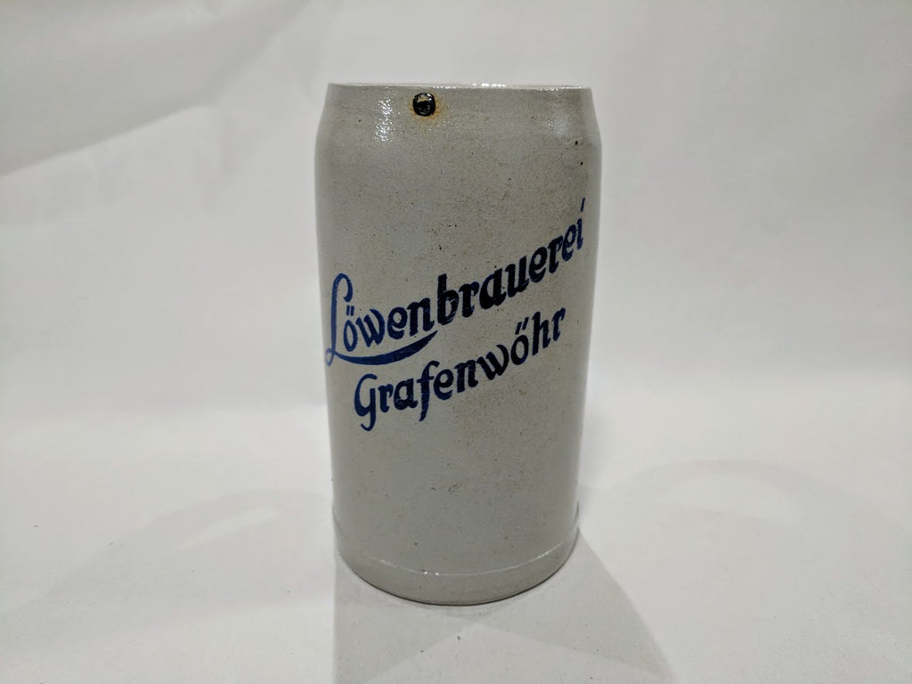 WWII-era German Löwenbrauerei Grafenwöhr 1 Liter Beer Stein Bierkrug