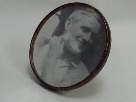 WWII German Foldable Round Shaving Mirror Brown Celluloid